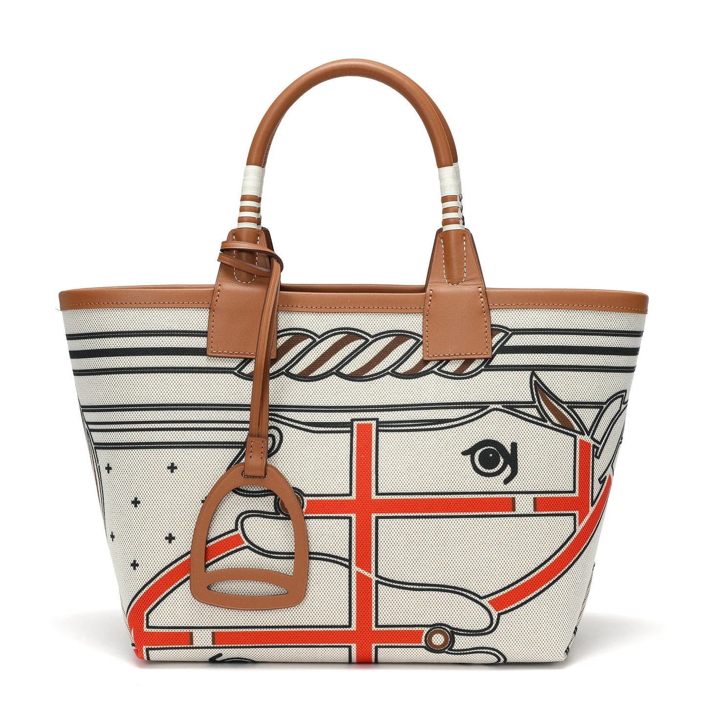 Hermès Sac Steeple — H Canvas with Equestrian Print