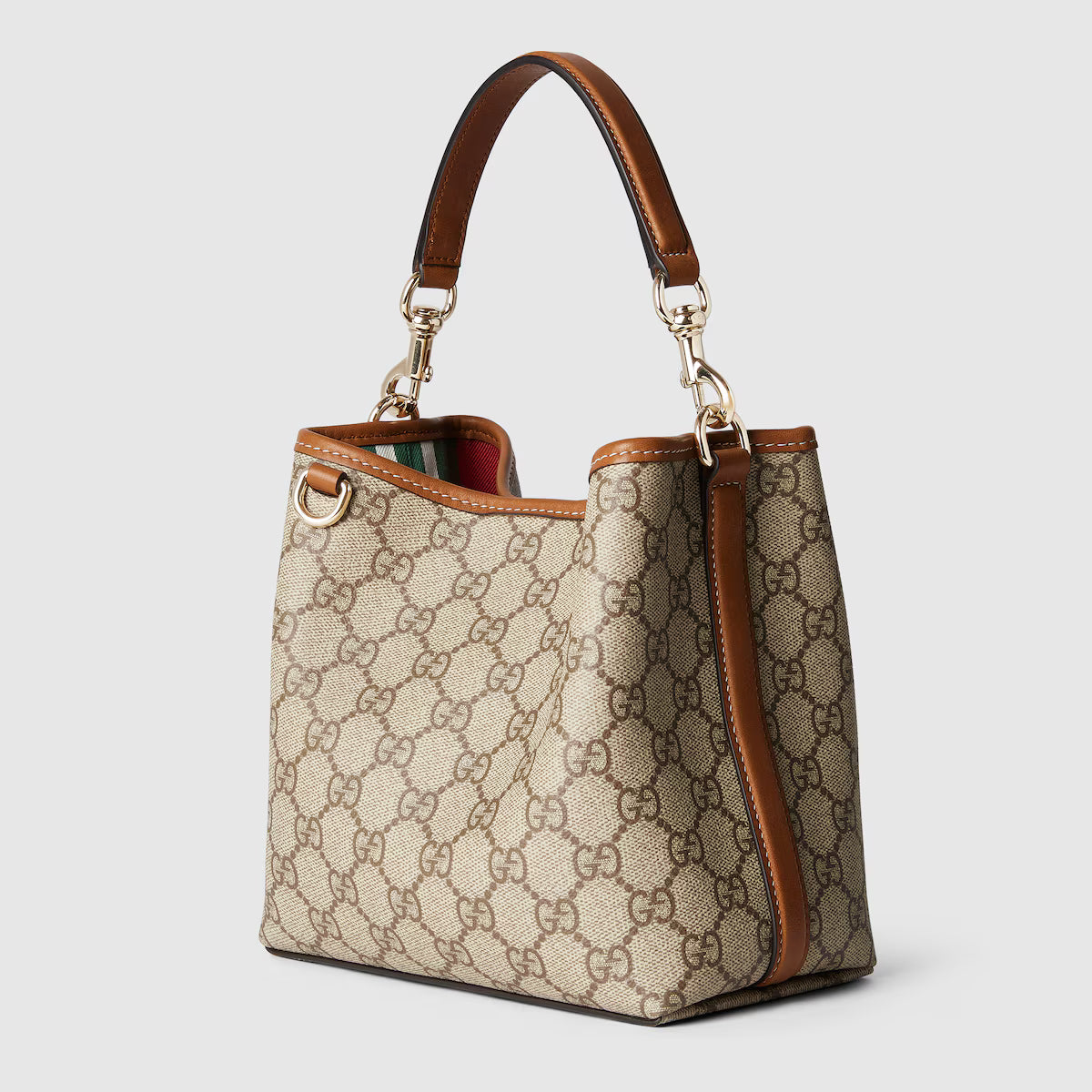 Gucci GG Emblem Bucket Bag — Monogram Coated Fabric