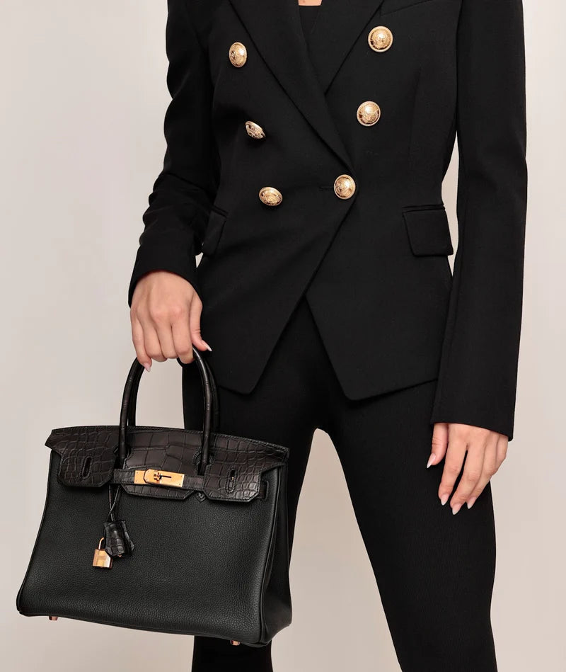 Hermès Birkin 30 — Black Togo Leather with Exotic Trim, Gold Hardware
