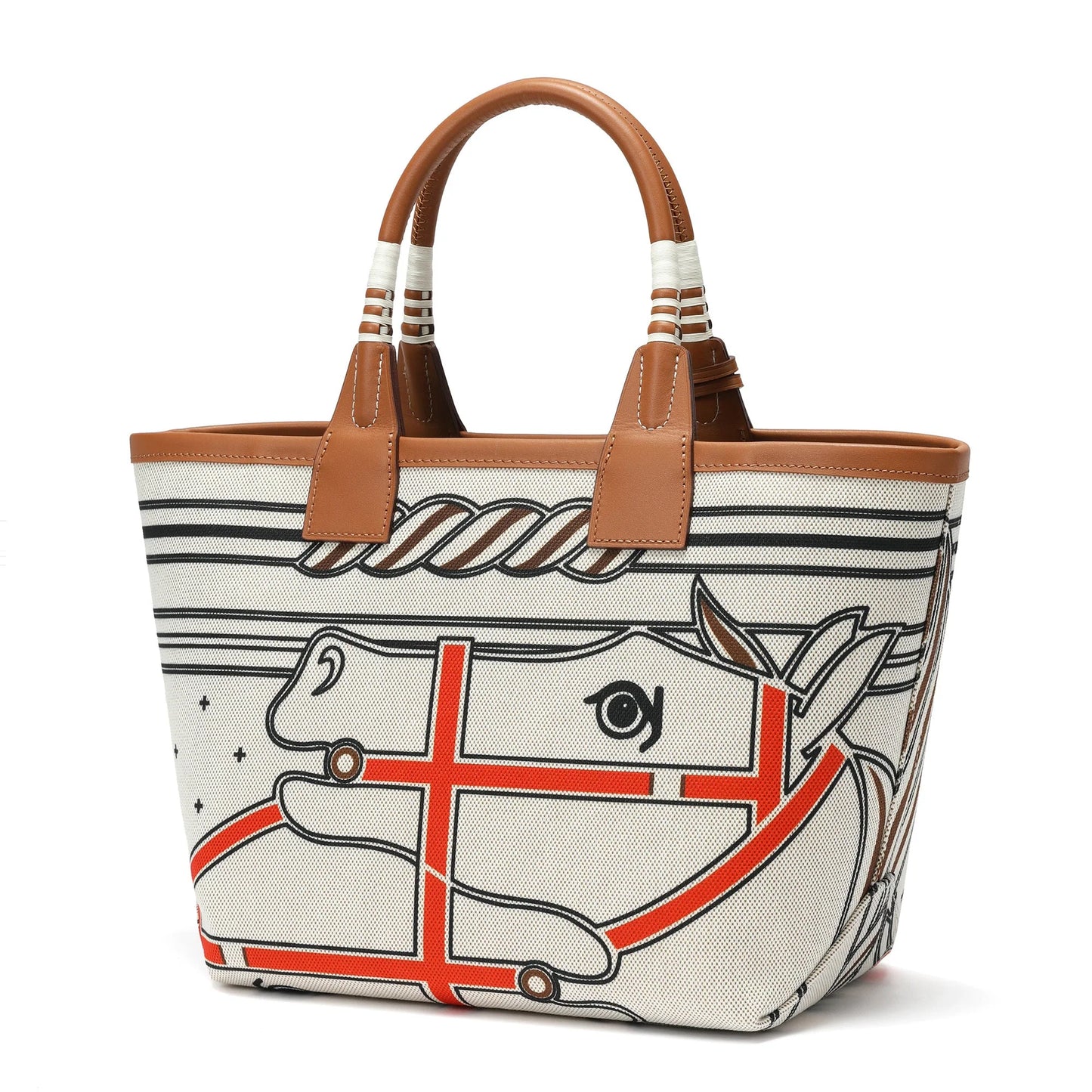 Hermès Sac Steeple — H Canvas with Equestrian Print