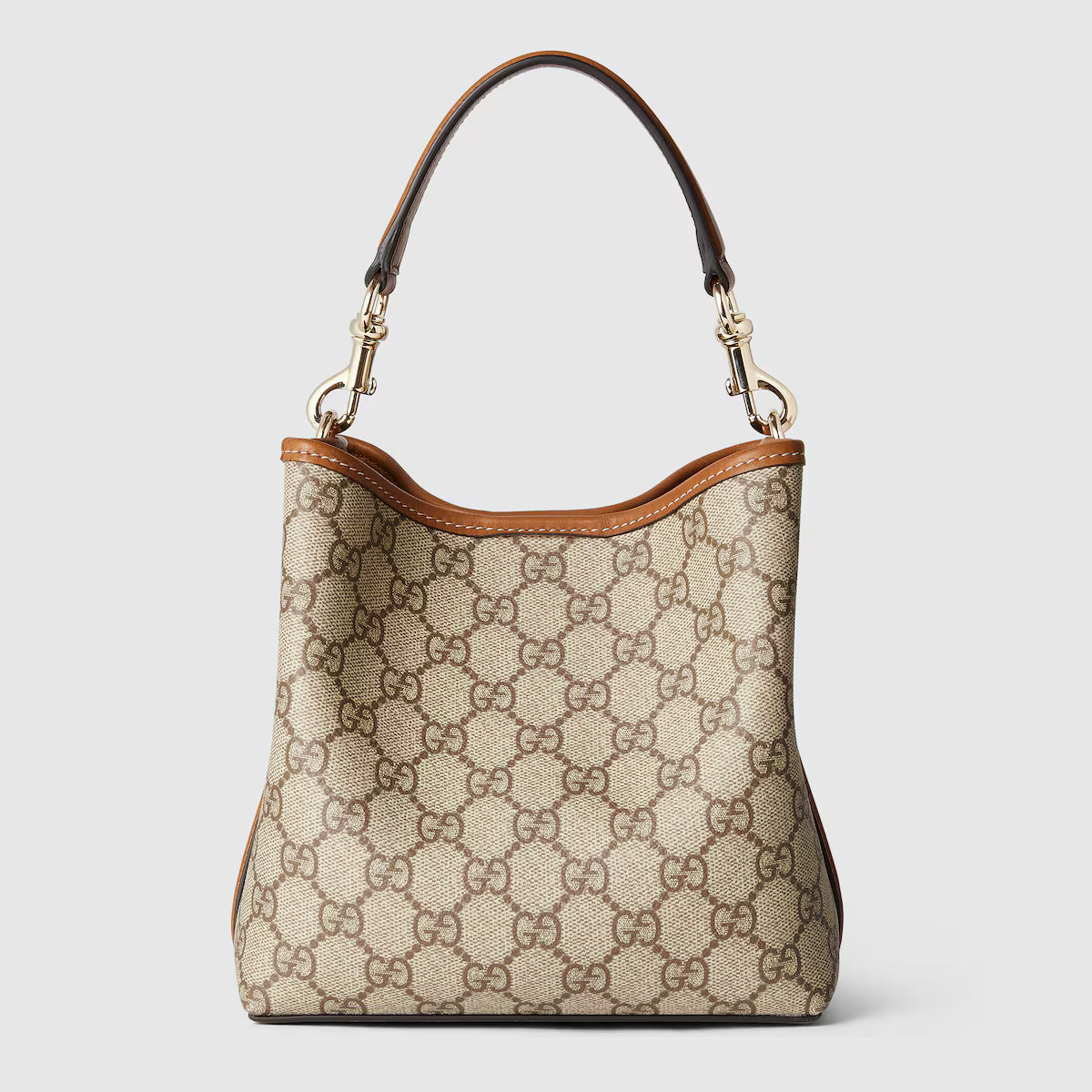 Gucci GG Emblem Bucket Bag — Monogram Coated Fabric