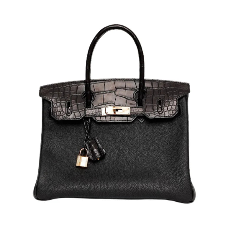 Hermès Birkin 30 — Black Togo Leather with Exotic Trim, Gold Hardware