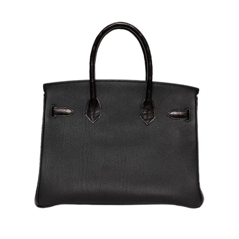 Hermès Birkin 30 — Black Togo Leather with Exotic Trim, Gold Hardware