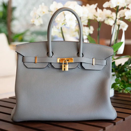 Hermès Birkin 35 — Grey Togo Leather, Gold Hardware