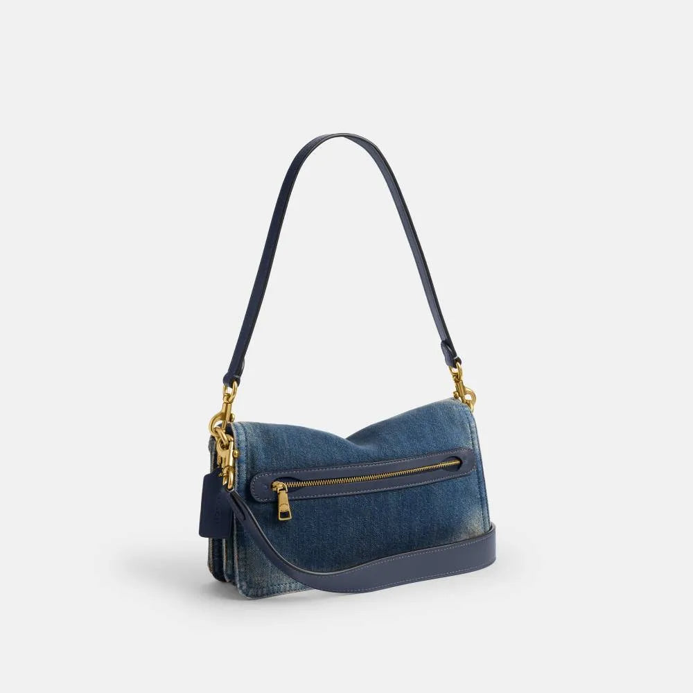 Coach Tabby Shoulder Bag 26 Loved Denim — Blue