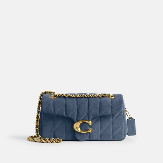 Coach Tabby Shoulder Bag 26 Suede Quilting — Blue