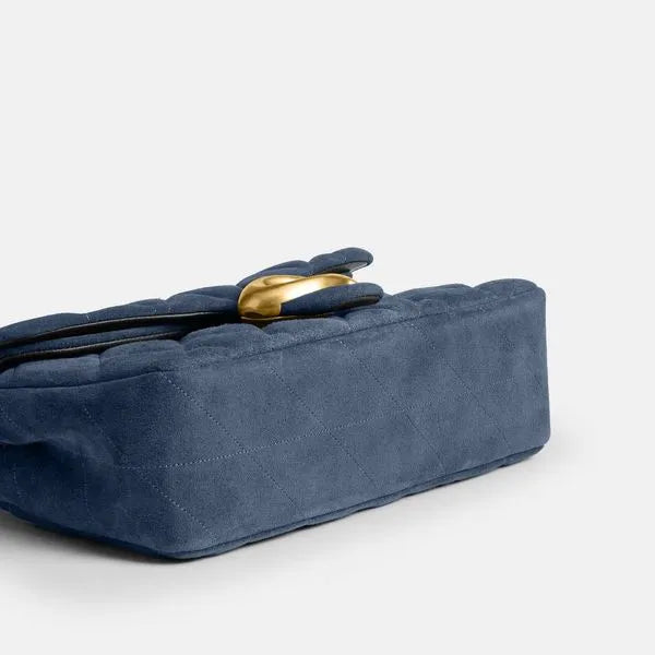 Coach Tabby Shoulder Bag 26 Suede Quilting — Blue