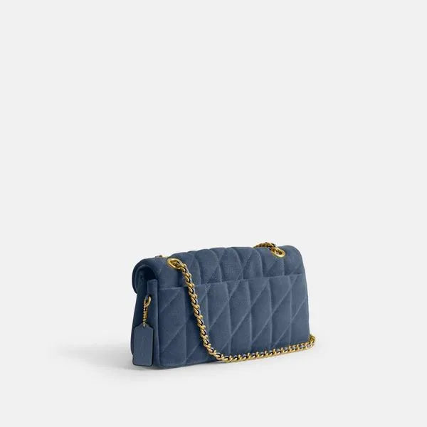 Coach Tabby Shoulder Bag 26 Suede Quilting — Blue