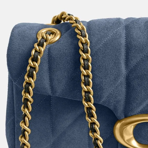 Coach Tabby Shoulder Bag 26 Suede Quilting — Blue