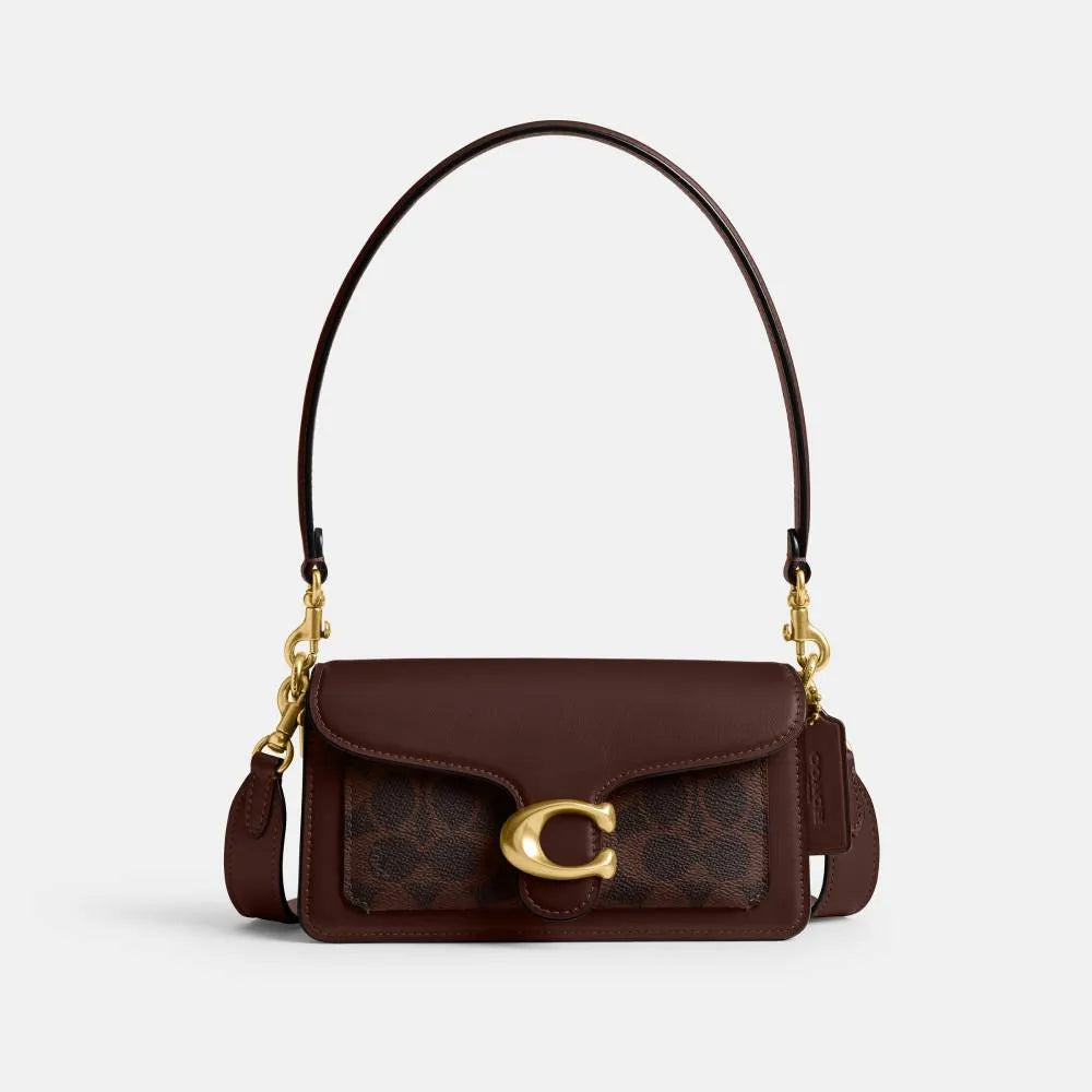 Coach Tabby Shoulder Bag 20 Signature — Dark Brown
